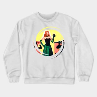 Woman with a Bomb in Her Hand Retro Vintage Fantasy Comic Funny Popart Scifi Old Crewneck Sweatshirt